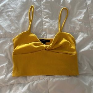 Yellow Forever21 Front Twist Knit Top